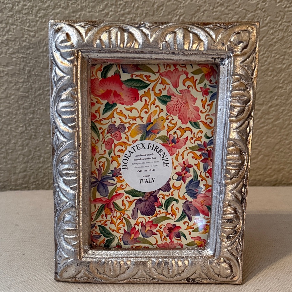 NWT Doratex Firenze Handmade in Italy 4”x6” metallic leaf vintage look frame
